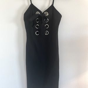 Black Mini Forever 21 Dress with Front Lace Up Detail (WITH TAGS)